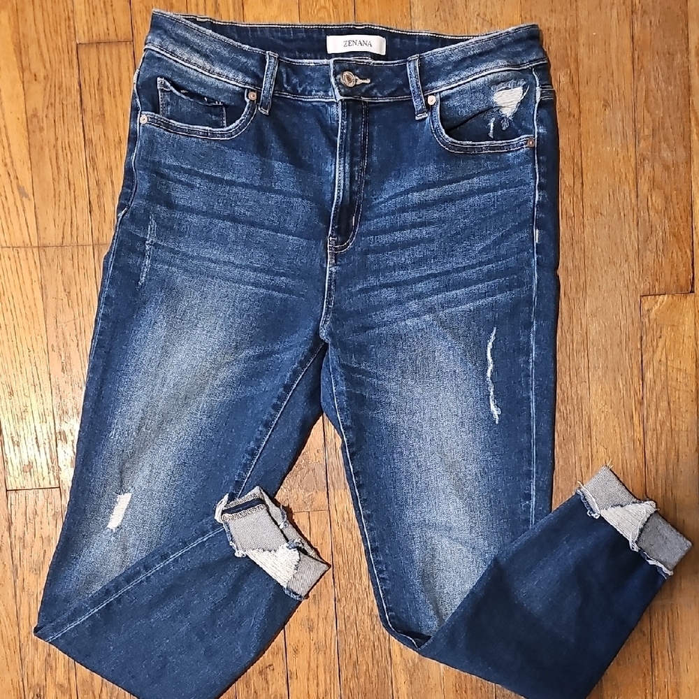 Zara Women's Blue Distressed Jeans